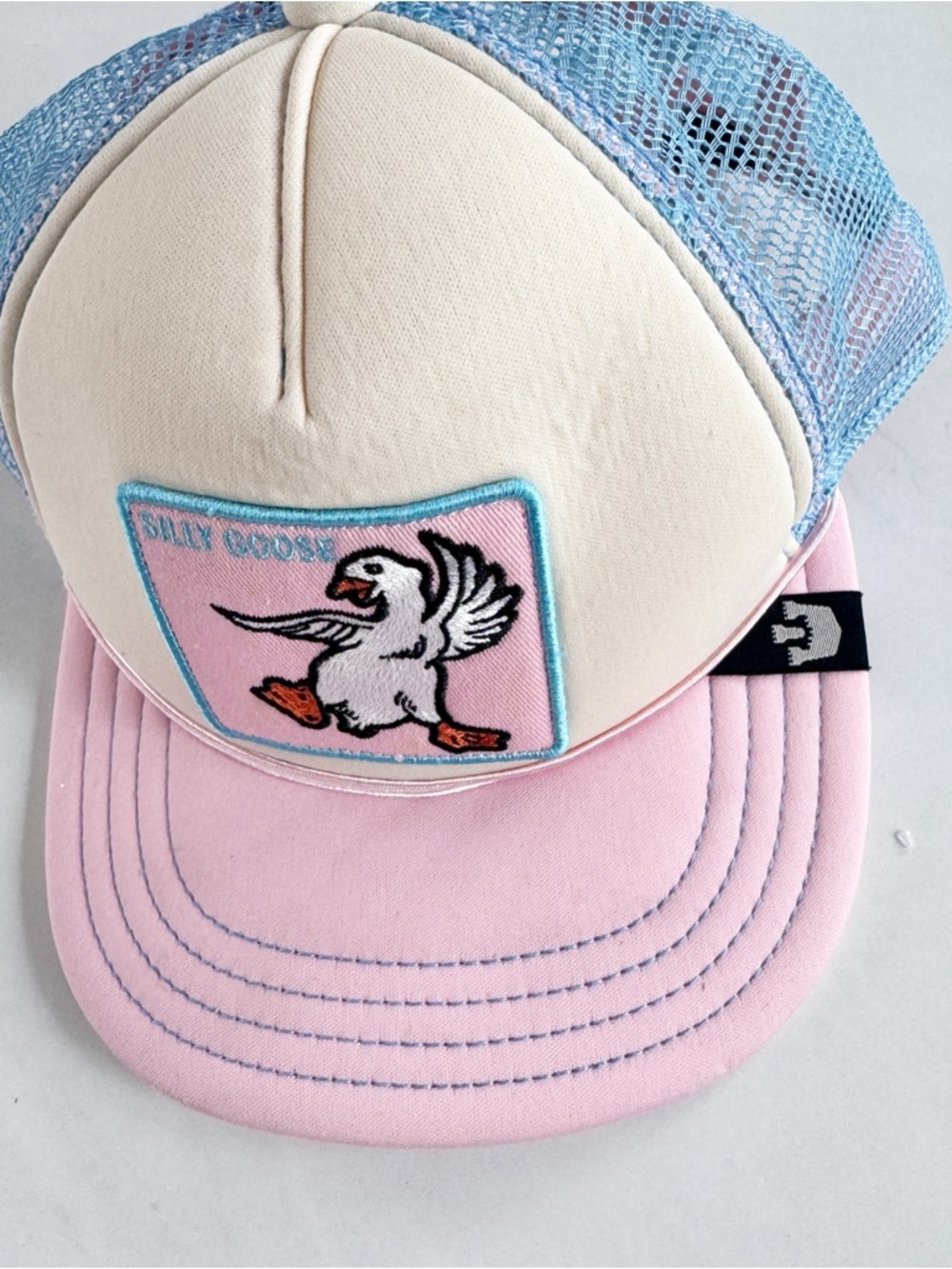 Goorin Bros Pink, Light Blue & Cream Silly Goose trucker Hat